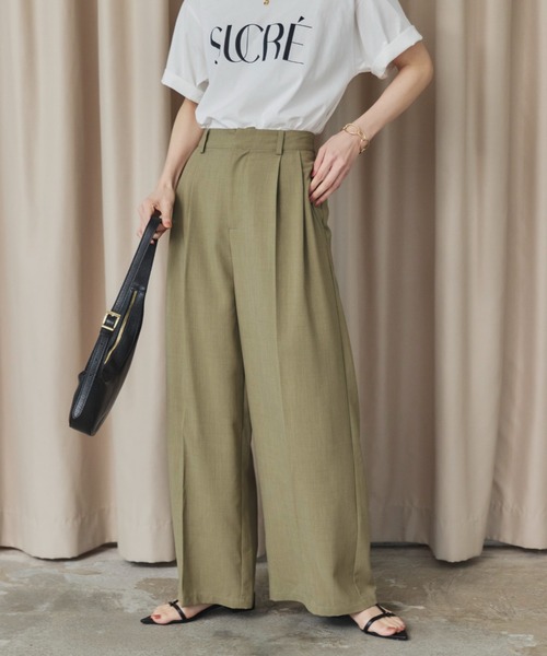 ドゥ アルシーヴ（Doux archives）/リネンライク２タックワイドパンツ DOUX ARCHIVES（ドゥアルシーヴ） パンツ リネンライク2タックワイド