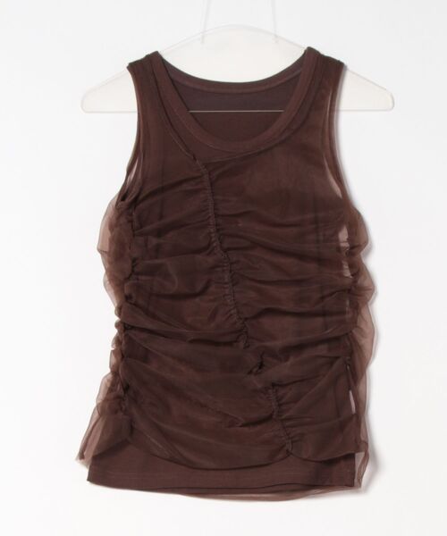 タンクトップ ノースリーブ シャーリングシアータンク×リブタンクセット レディース