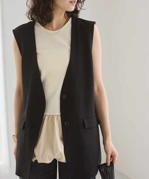 ANGIE タンクトップ ノースリーブ 裾バルーン タンクトップ