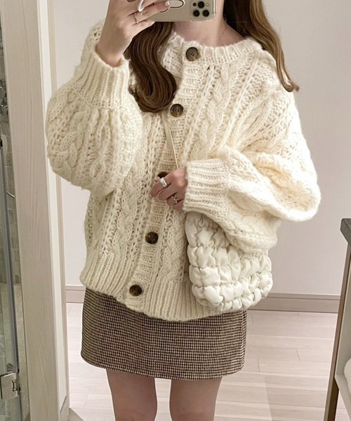 Heather（ヘザー） ニットカーディガン FREE アイボリー レディース