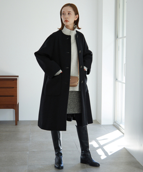 「SLOBE IENA」 ノーカラーコート 38 アイボリー レディース_画像2