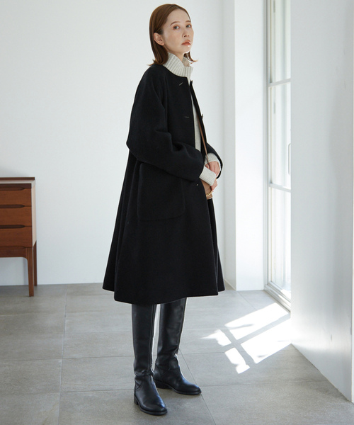 「SLOBE IENA」 ノーカラーコート 38 アイボリー レディース_画像3