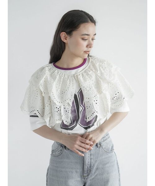 l*a様 organdy bolero lace patchwork ライトブル FIKA.（フィーカ） Cutwork lace layered Bolero レディース