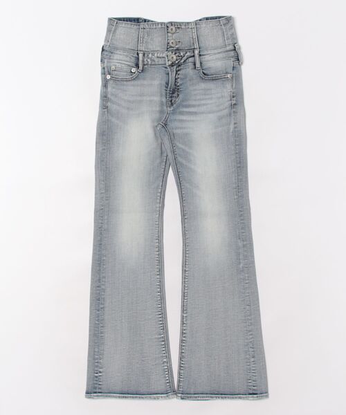 GYDA ハイウエストブーツカットデニム ハイウエストSIDE BELT CUTデザインフレアデニムパンツ[品番