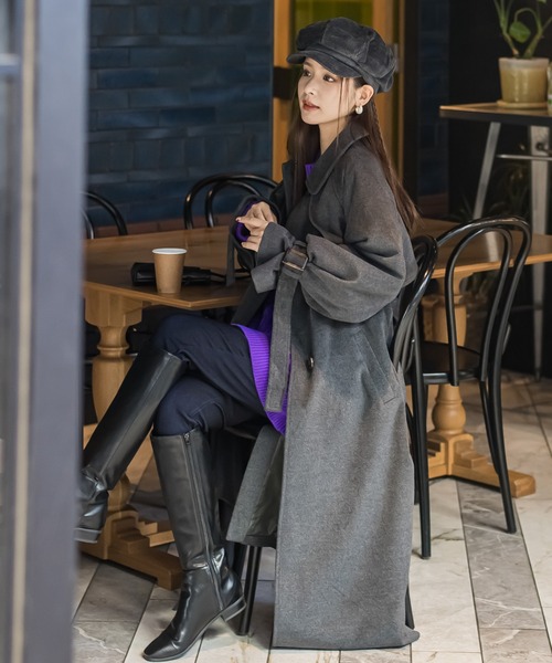 「VICKY」 ステンカラーコート M グレー レディース_画像2