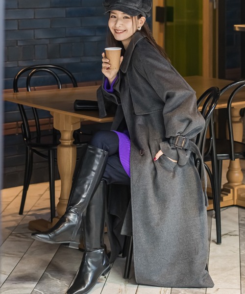 「VICKY」 ステンカラーコート M グレー レディース_画像7