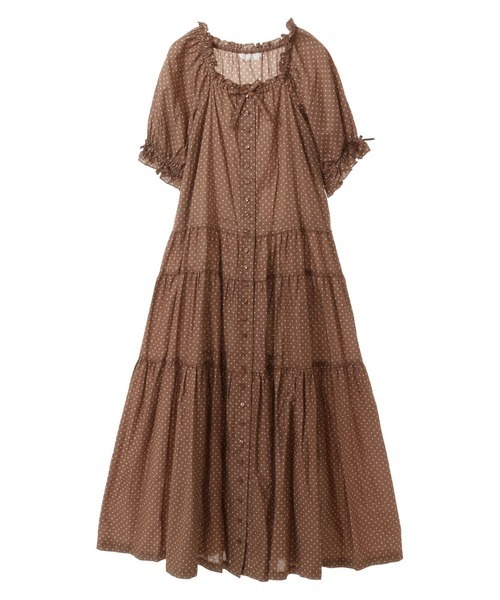 【美品】PINK HOUSE ブラック ティアードワンピース 半袖 PINK HOUSE 「PINK HOUSE」 半袖ワンピース フリー ブラック