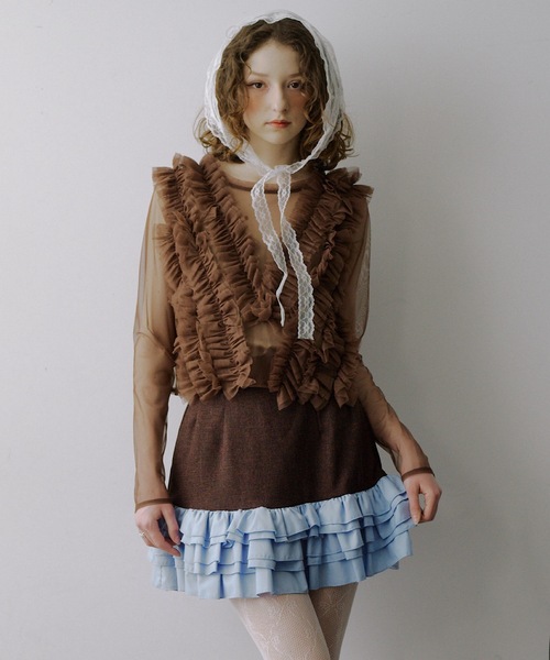 VIOLETTA（ヴィオレッタ） ギャザーフリルチュールシアートップス