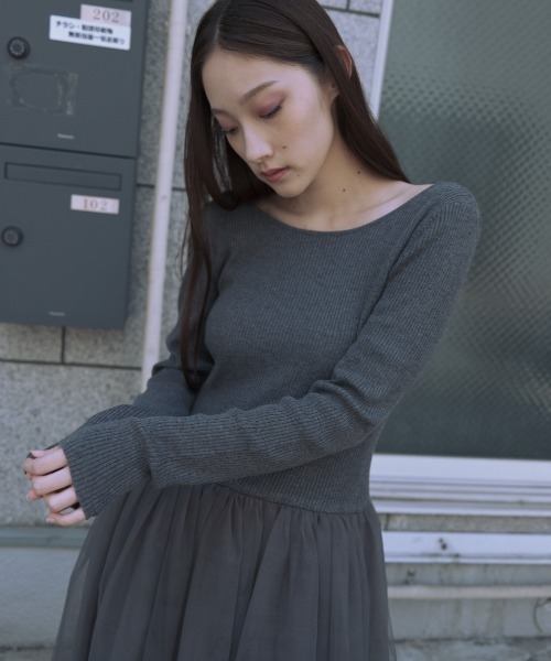 値下☆ ハニーミーハニー ニットワンピ HONEY MI HONEY（ハニーミーハニー） ワンピース rib knit volume