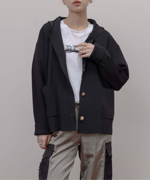 Eimee Law（エイミーロウ） コート アウター 片畦ニットフーディー