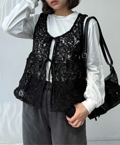 AS KNOW AS（アズノゥアズ） ベスト ジレ ○フロントダブルリボン ぺ