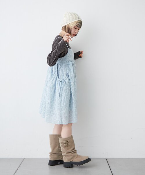 w closet（ダブルクローゼット） ワンピース フラワーレースミニキャミ