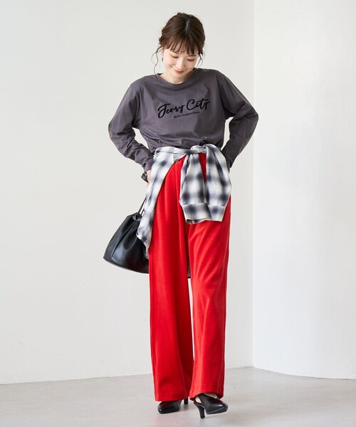 coen（コーエン） パンツ フェレットライクベロアイージーワイドパンツ