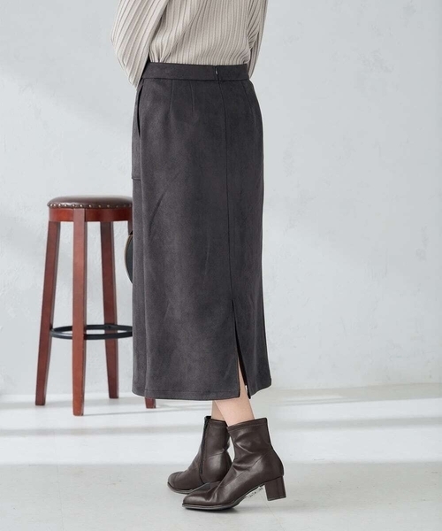 a.v.v（アー・ヴェ・ヴェ） スカート 「ストレッチ/洗える」フェイク