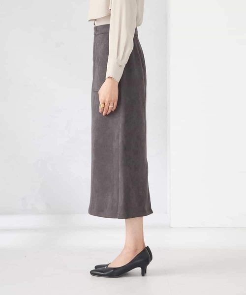 a.v.v（アー・ヴェ・ヴェ） スカート 「ストレッチ/洗える」フェイク