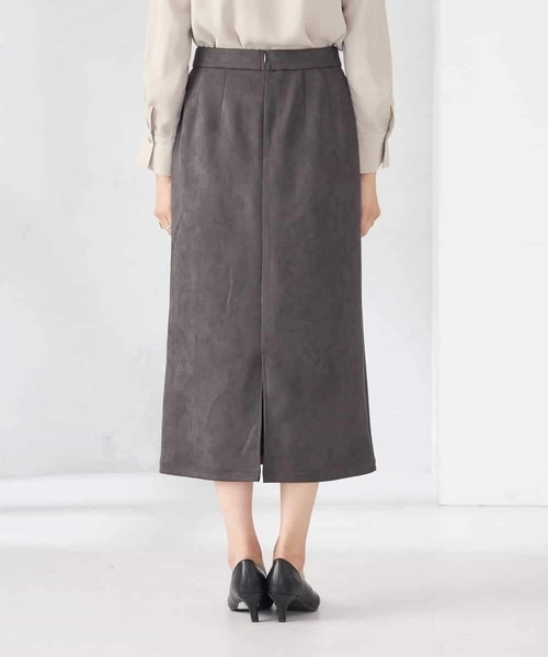 a.v.v スカート 「ストレッチ/洗える」フェイクスエードナロースカート