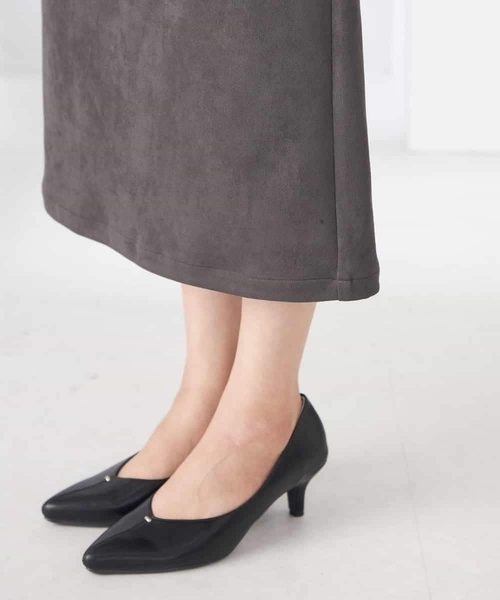 a.v.v スカート 「ストレッチ/洗える」フェイクスエードナロースカート