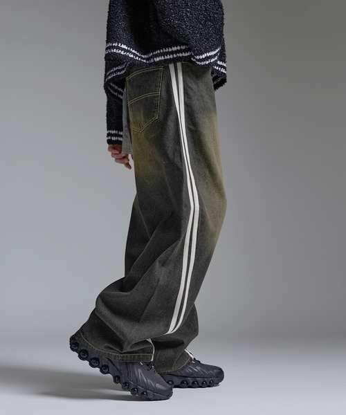 ワイドパンツ ジーンズ Buyer's Select/サイドラインカーブデニム