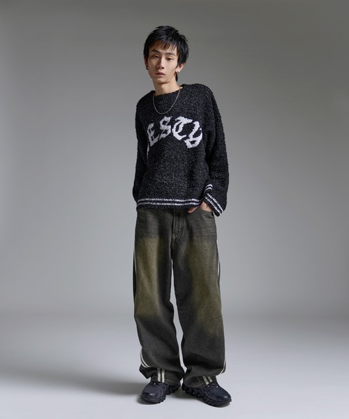 ワイドパンツ ジーンズ Buyer's Select/サイドラインカーブデニム