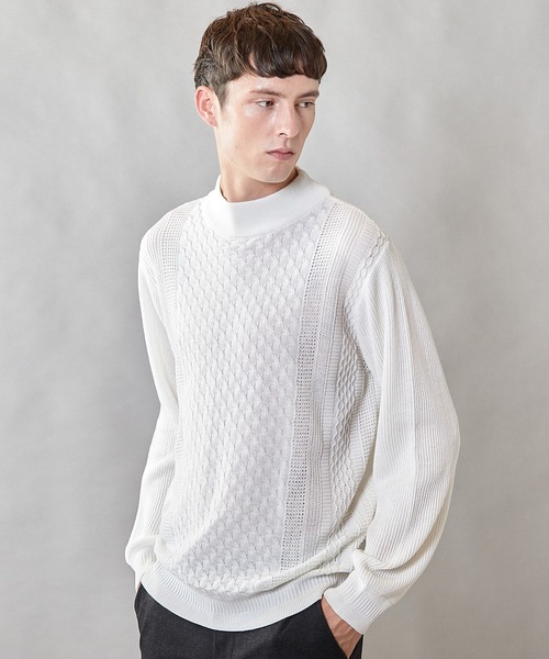 ユニオンステーション（UNION STATION）/【ウォッシャブル素材】モックネックハイゲージ ウール混ニット UNION STATION（ユニオンステーション） セーター ニット