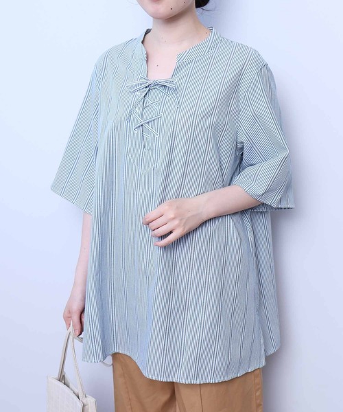 「MB mint breeze」 半袖ブラウス 4L ベージュ レディース_画像3