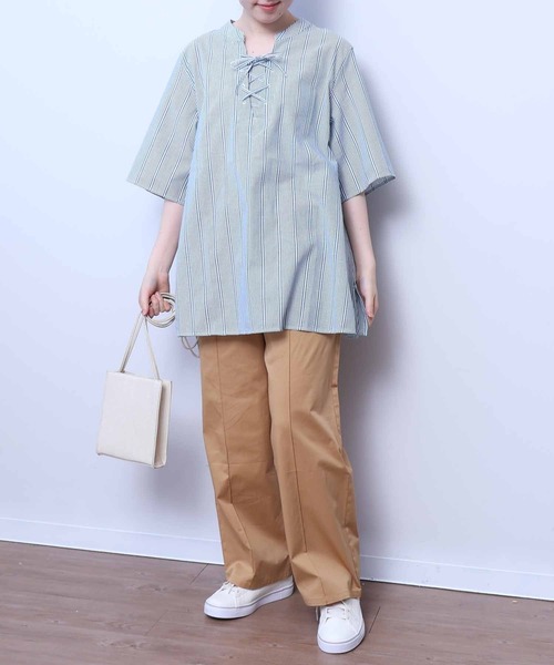 「MB mint breeze」 半袖ブラウス 4L ベージュ レディース_画像4