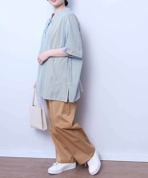 「MB mint breeze」 半袖ブラウス 4L ベージュ レディース_画像5