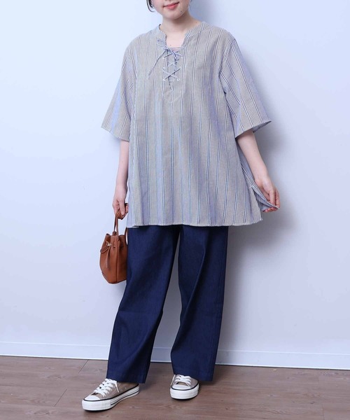 「MB mint breeze」 半袖ブラウス 4L ベージュ レディース_画像7