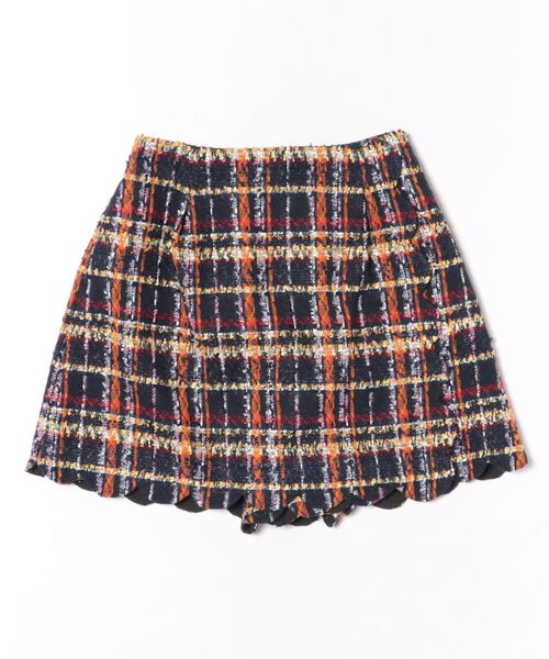 Chesty チェスティ スカラップツイードショートパンツ ブラック ツィード Chesty（チェスティ） パンツ ツイードキュロット レディース