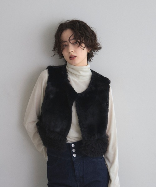 週末値下げ JULY NINE 黒いファーベスト 週末値下げ JULY NINE 黒いファーベスト 週末値下げ JULY NINE 黒い