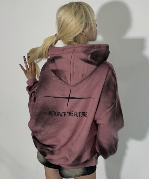 パーカー A'GEM/9 × .kom 「ARULE/アルール」Spray Zip Hoodie/スプレージップアップパーカー レディース メンズの画像