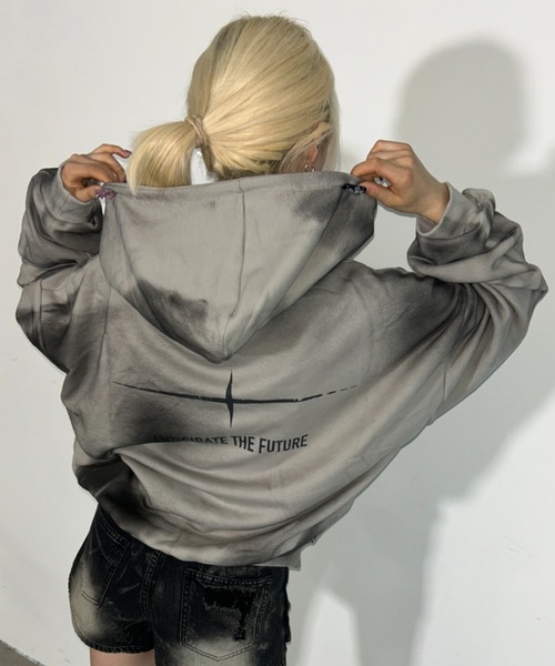 パーカー A'GEM/9 × .kom 「ARULE/アルール」Spray Zip Hoodie/スプレージップアップパーカー レディース メンズの画像