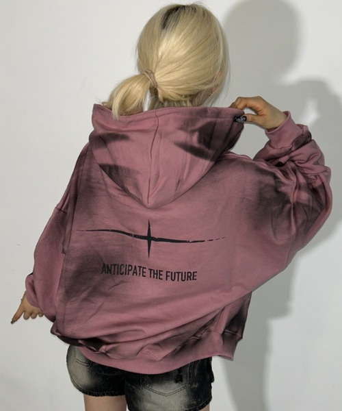 パーカー A'GEM/9 × .kom 「ARULE/アルール」Spray Zip Hoodie/スプレージップアップパーカー レディース メンズの画像