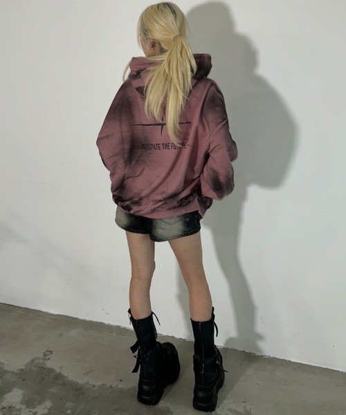 パーカー A'GEM/9 × .kom 「ARULE/アルール」Spray Zip Hoodie/スプレージップアップパーカー レディース メンズの画像
