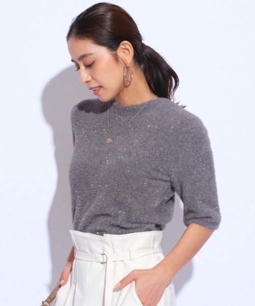 「Mystrada」 半袖ニット 38 パープル レディース_画像4