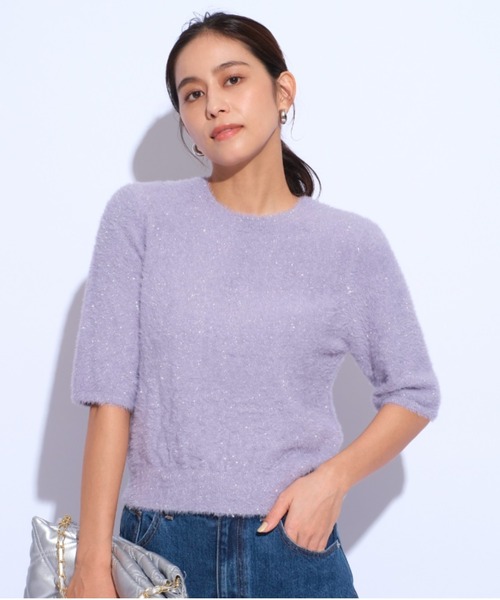 「Mystrada」 半袖ニット 38 パープル レディース_画像7