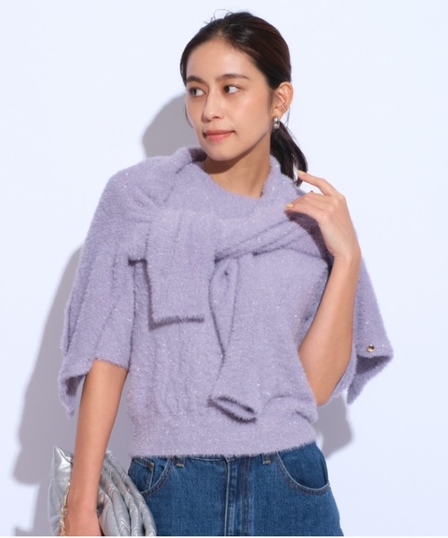 「Mystrada」 半袖ニット 38 パープル レディース_画像8