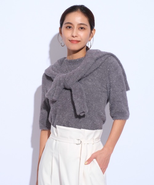 「Mystrada」 半袖ニット 38 パープル レディース_画像9