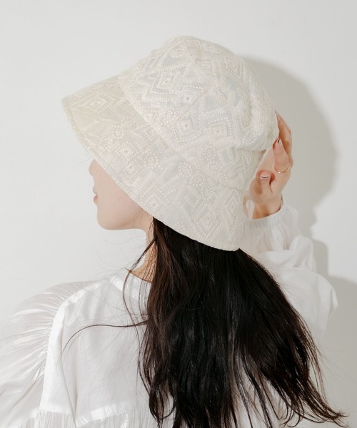 「SMELLY」 ハット - アイボリー レディース_画像3