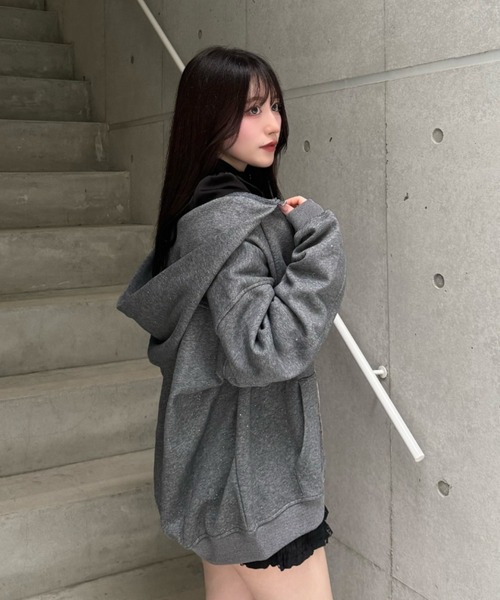 Lae パーカー キラキラジップフーディー レディース メンズ : ZOZOTOWN