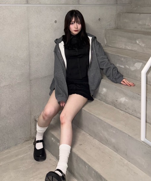 Lae パーカー キラキラジップフーディー レディース メンズ : ZOZOTOWN