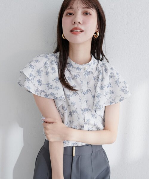 「natural couture」 半袖ブラウス FREE チャコールグレー レディース_画像3