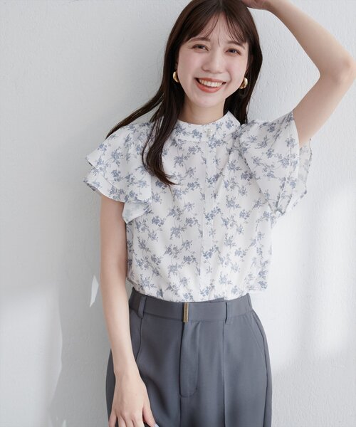 「natural couture」 半袖ブラウス FREE チャコールグレー レディース_画像4