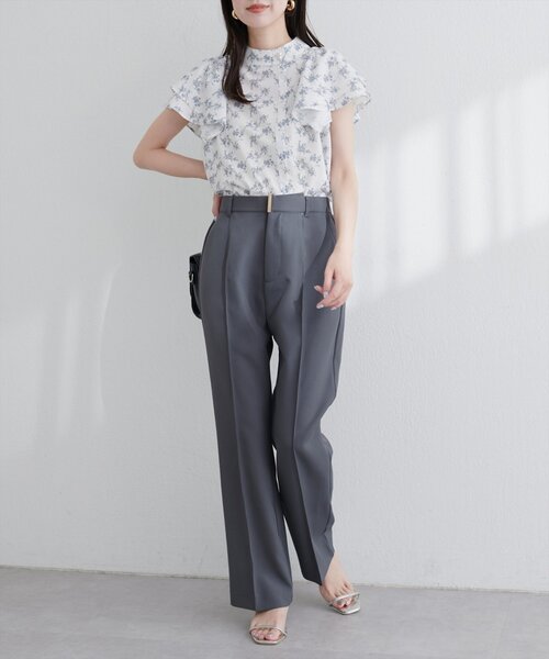 「natural couture」 半袖ブラウス FREE チャコールグレー レディース_画像5