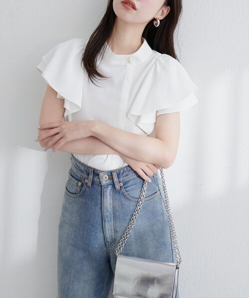 「natural couture」 半袖ブラウス FREE チャコールグレー レディース_画像9