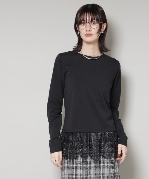 NANO universe（ナノ・ユニバース） tシャツ 裾レースドッキングロング