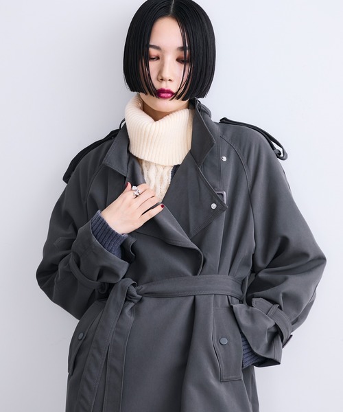 MONOe トレンチコート コート ベルト付き ロング トレンチコート
