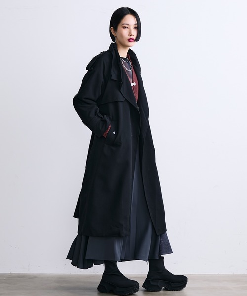 MONOe トレンチコート コート ベルト付き ロング トレンチコート
