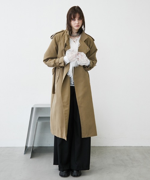 MONOe トレンチコート コート ベルト付き ロング トレンチコート