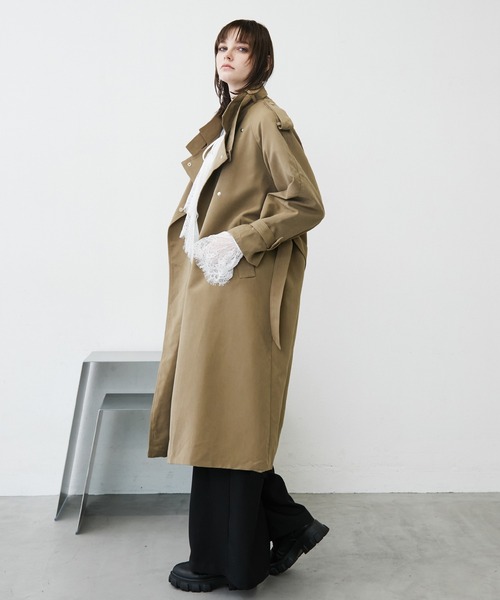 MONOe トレンチコート コート ベルト付き ロング トレンチコート
